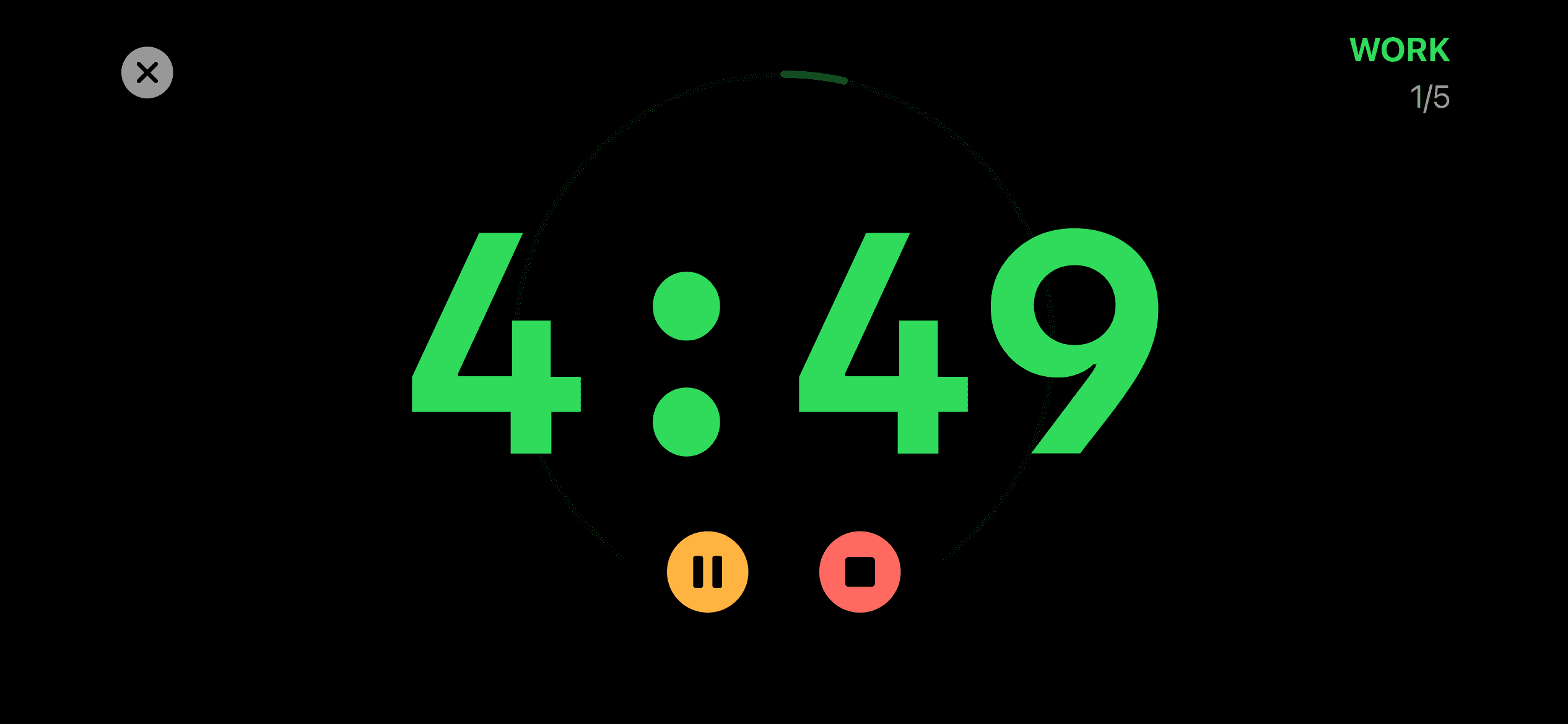 Timer in Landscape Mode